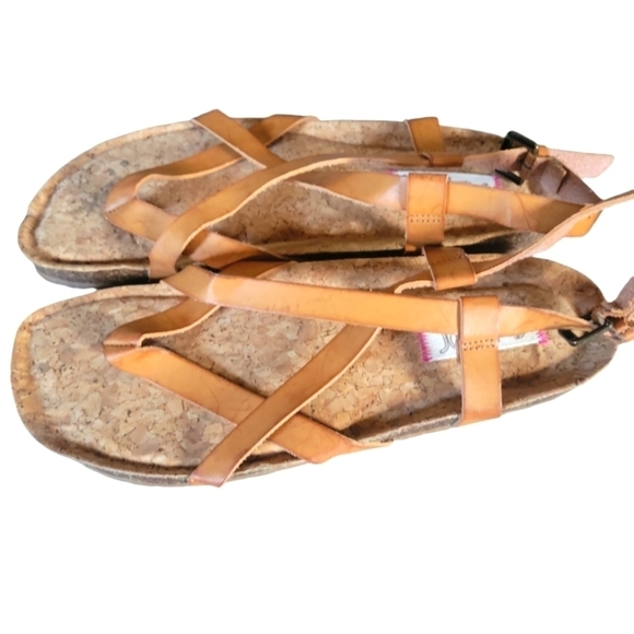 Sugar Rampage Elexxa Natural Criss-cross Sling Back Buckle Toe Ring Sandals Sz 9 - Picture 9 of 11